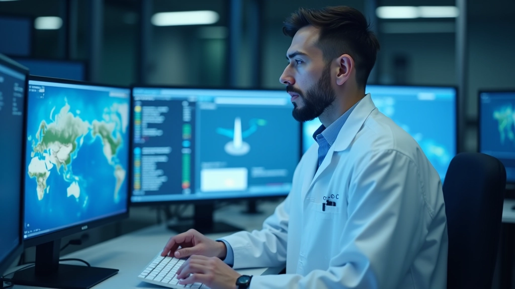 GÖKTÜRK gözlem uydusu veri analiz laboratuvarında çalışan mühendisler harita verilerini inceliyor