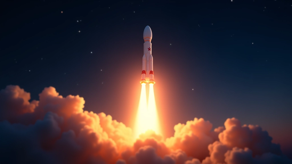 Uydu fırlatma anı, roket gökyüzüne çıkıyor